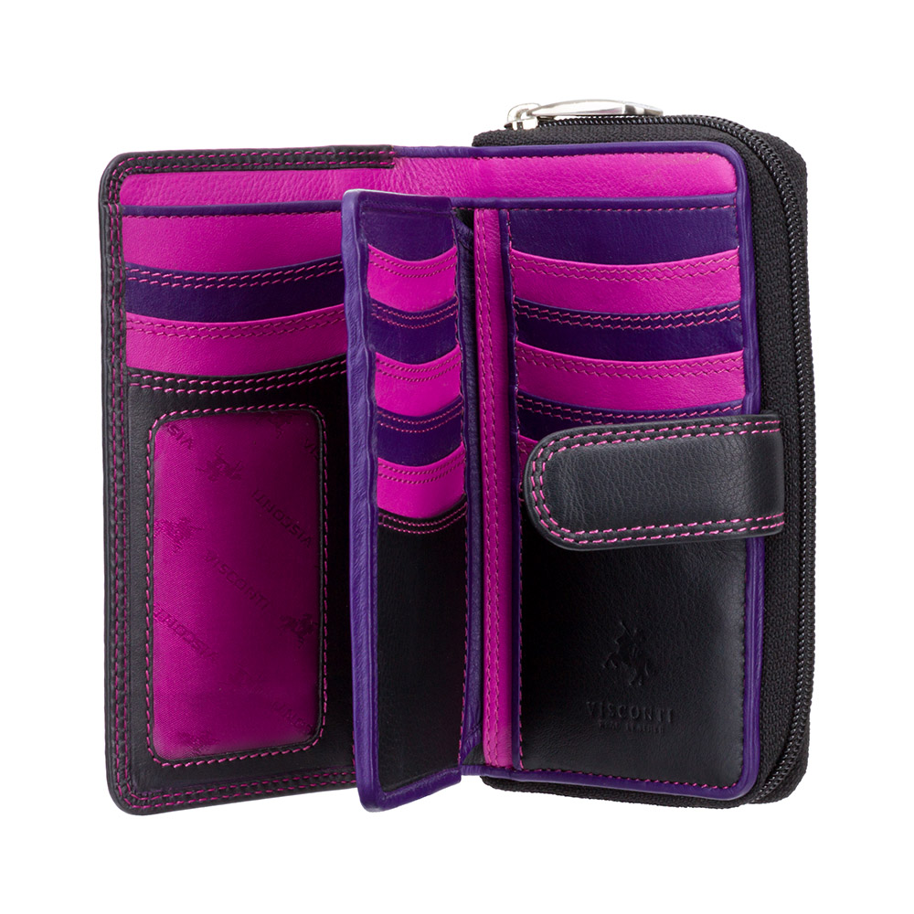 Стильний гаманець жіночий Visconti R13 BLK/BERRY Carmelo c RFID (Black Berry)