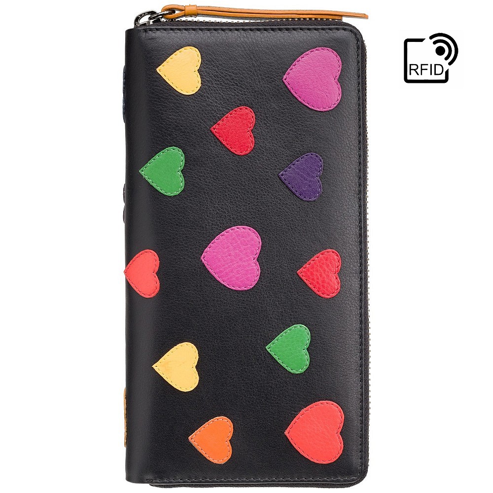 Гаманець жіночий Visconti LV5 BK MULTI Passion з RFID (Black-Multi Love)