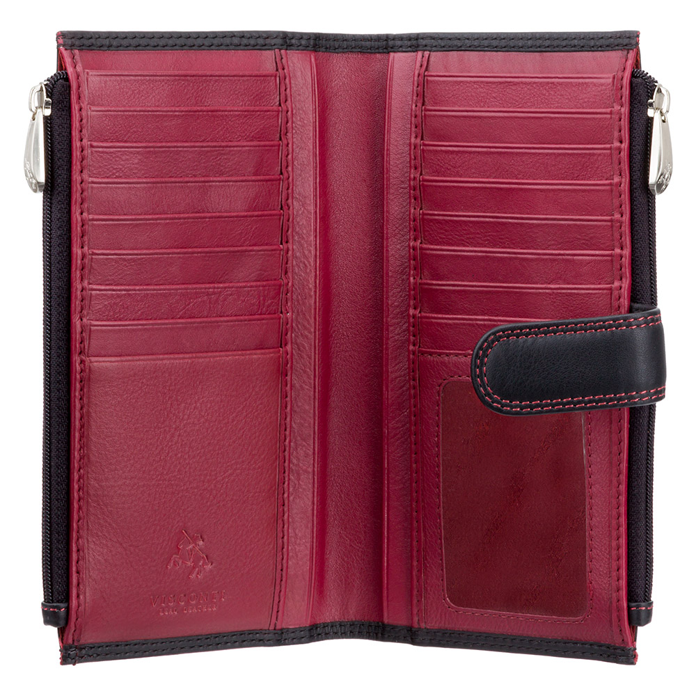 Стильний жіночий гаманець із натуральної шкіри Visconti CD23 BLK/RED Jade (Black Red)