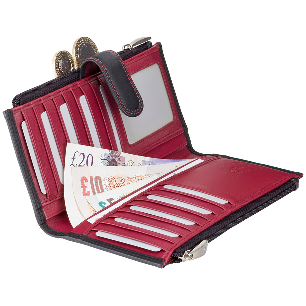 Стильний жіночий гаманець із натуральної шкіри Visconti CD23 BLK/RED Jade (Black Red)