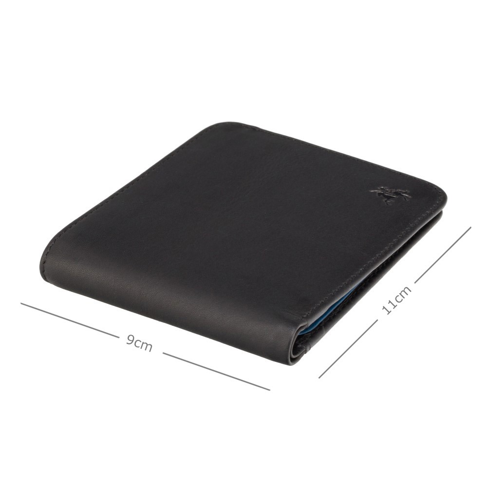 Стильний чоловічий шкіряний портмоне Visconti VSL35 BK/CB Trim c RFID (Black-Cobalt)