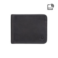 Чорний шкіряний портмоне для чоловіка Visconti VSL35 BK/OR Trim c RFID (Black-Orange)