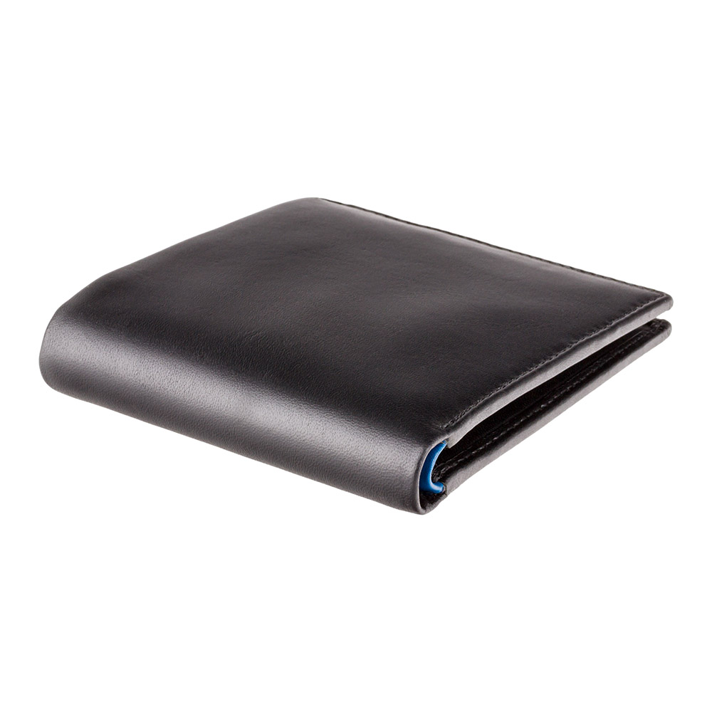 Чорний чоловічий портмоне без клямки Visconti PM101 BLK/BLUE Pablo c RFID (Black Blue)
