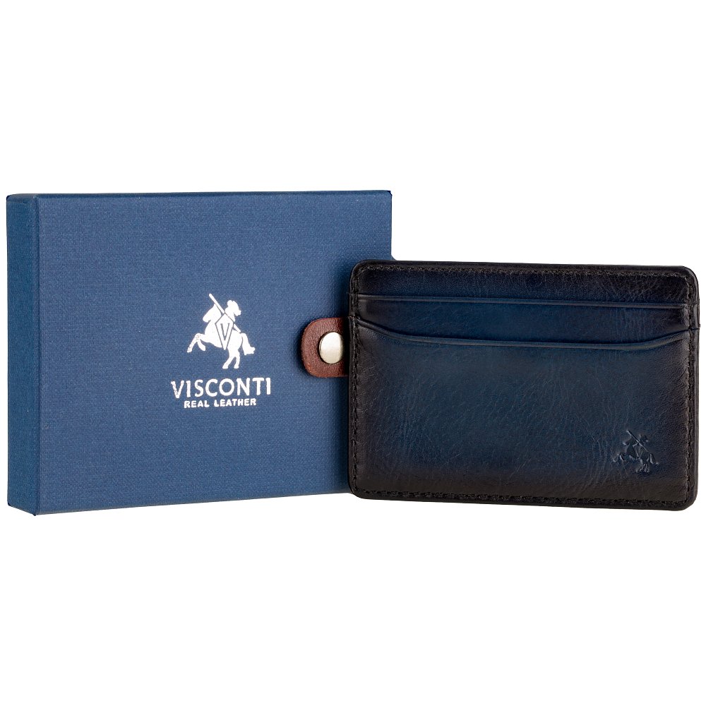 Синій шкіряний картхолдер Visconti AT54 BLUE Evan (Burnish Blue)