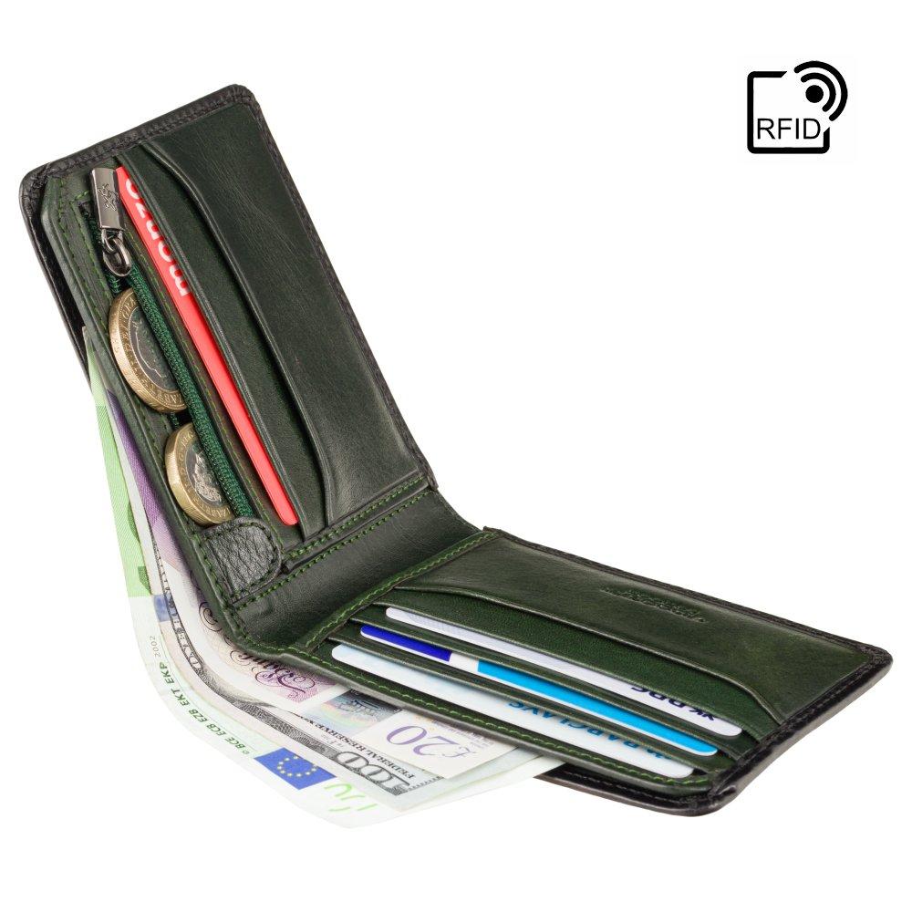 Гаманець чоловічий зеленого кольору Visconti AT63 GREEN Roland c RFID (Burnish Green)